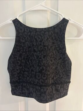 Lululemon Black Leopard Print Long Line Sports Bra